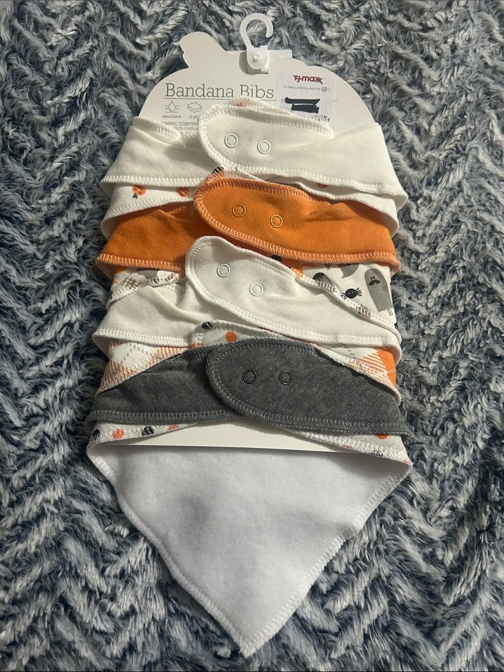 Modern Baby Orange & White Halloween Bandana Bib Set - 8 Pack